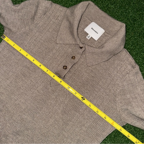 REFORMATION Hermia Merino Wool Polo Top Sweater In Beige Women’s Medium - Picture 8 of 10